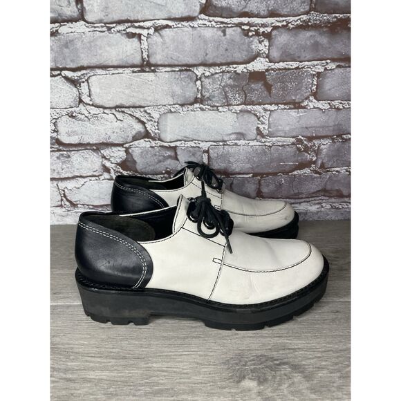 3.1 Phillip Lim White Leather Black Oxfords Lace Up Shoes Women Sz 40EU/9.5M US - Picture 5 of 16